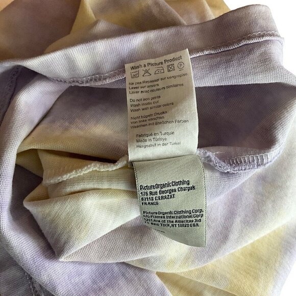 Picture Organic Clothing Size S Absalt Tie Dye T Shirt 100% Cotton Purple Yellow - Picture 10 of 11